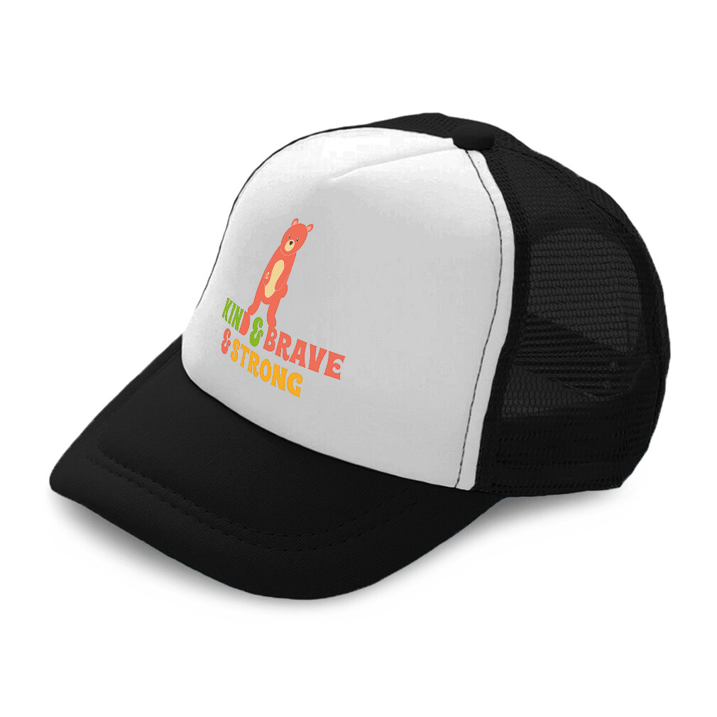 Kids Trucker Hat Kind Brave Strong Bear Polyester Boys Caps & Girls Caps