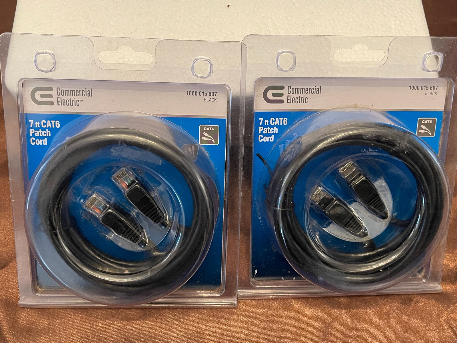 7 foot CAT6 Patch Cord Black 2 pack Commercial Electric