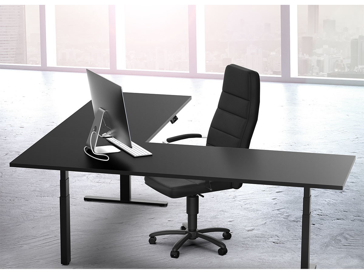 Monoprice Triple Motor Height Adjustable Sit-Stand Corner Desk Frame - Black
