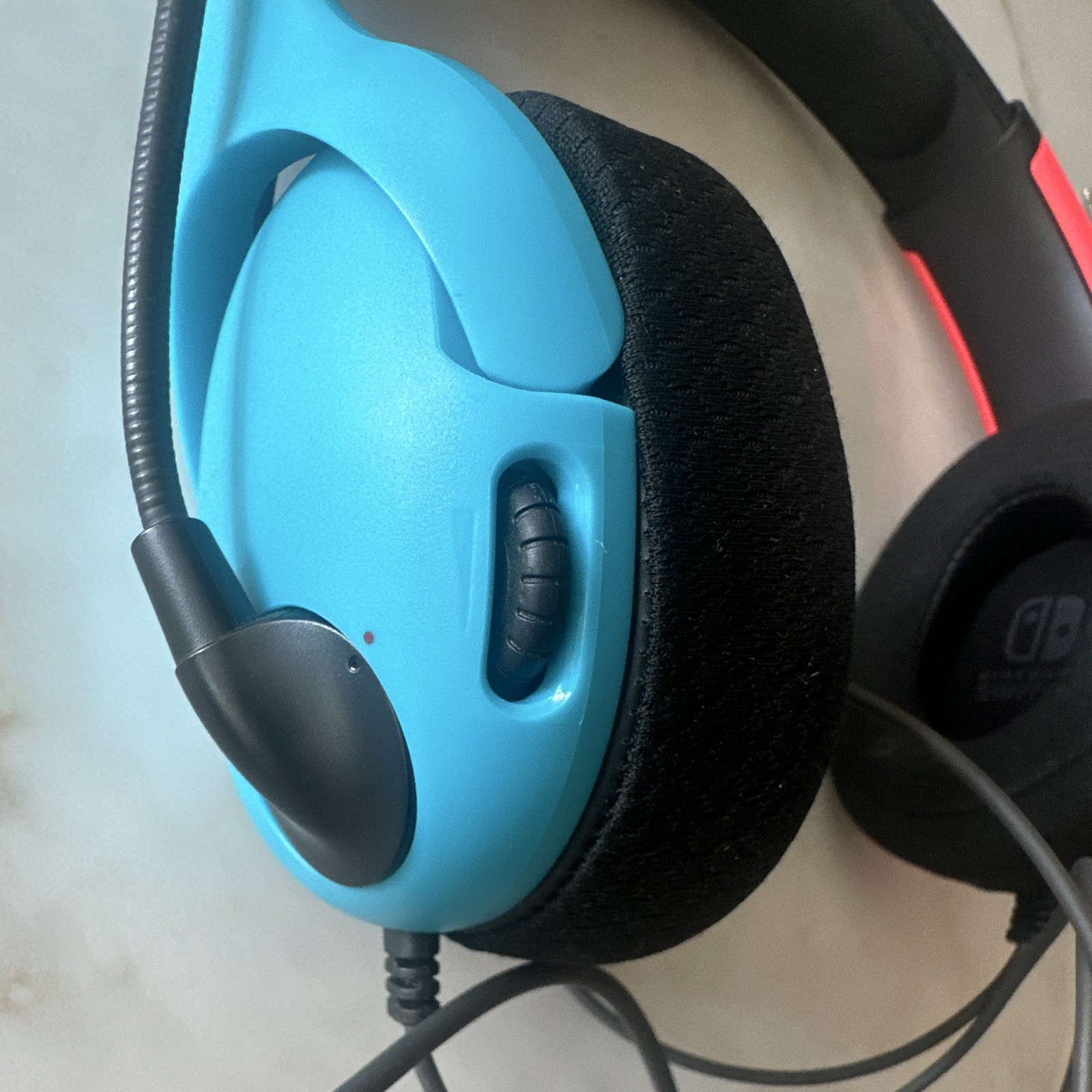 Nintendo Switch Wired Over-Ear Headset w/ Boom Mic 3.5mm, Adjustable Blue/Red