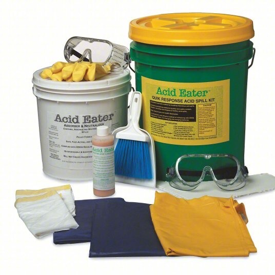 ACID EATER Battery Acid Spill Kit: 2 gal Volume Absorbed Per Kit, 2 gal Absorben