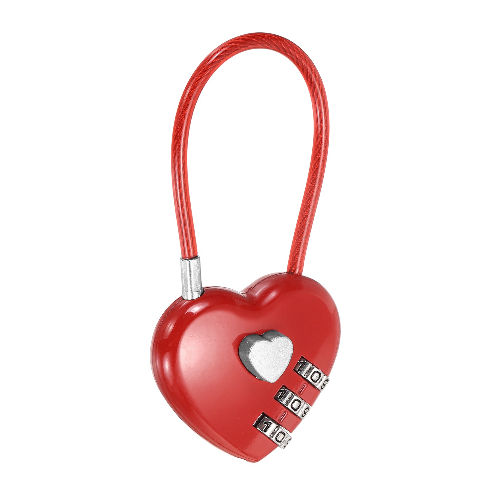 Combination Padlock (4.3 Inch, Red), 3-Digit Heart Shaped Combo Padlock