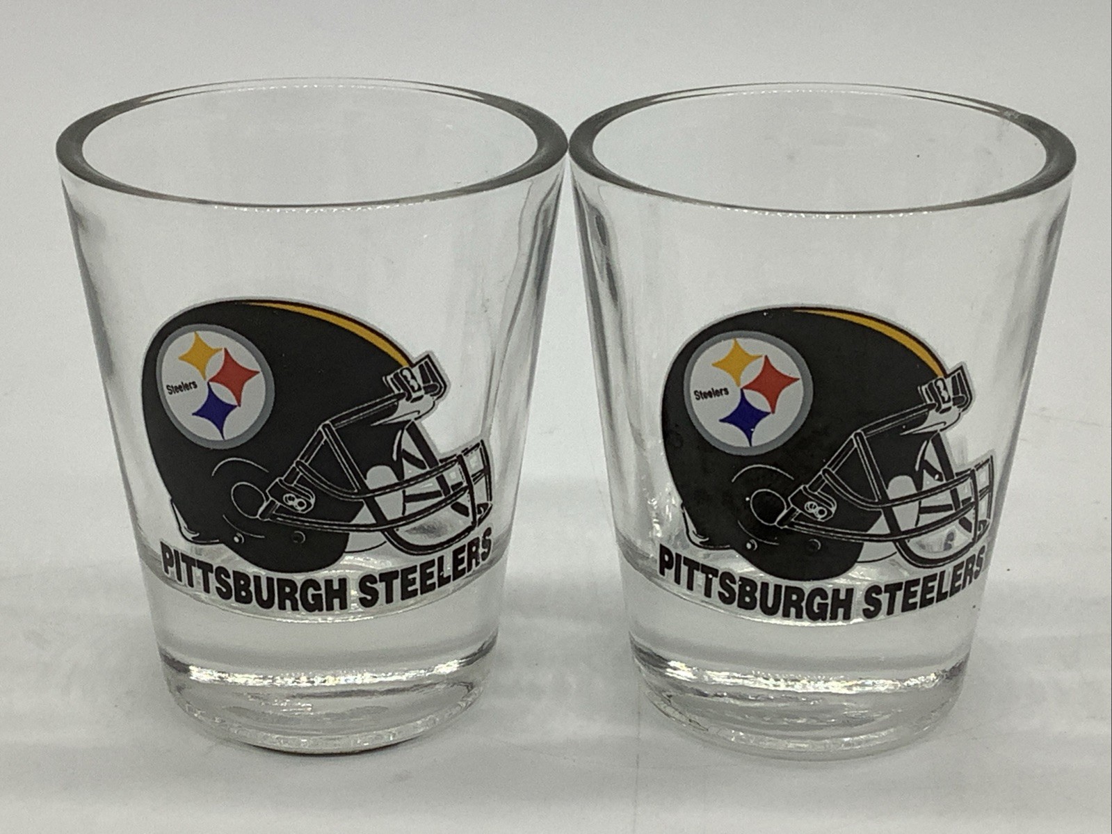 2 NFL Officially Licensed Pittsburgh Steelers Football Shot Glasses