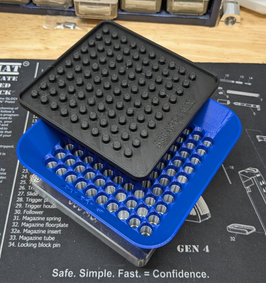 Bear Metal Design 100 Round 380ACP RELOADING Case Gauge, Cover and Funnel