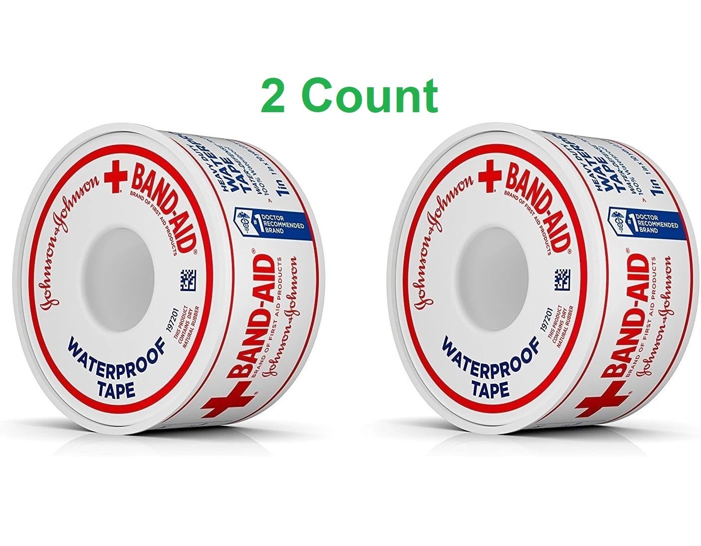 2 Band-Aid First Aid Water 100% Waterproof Self-Adhesive Tape Roll 1"  X 10 Yard