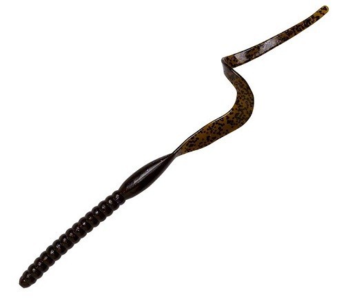 YUM Ribbontail Worm 7.5"  - Green Pumpkin Purple Flake