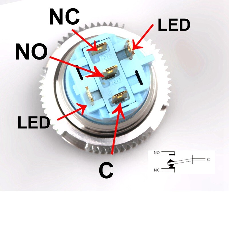 16mm Metal Push Button Switch Flat head Ring LED IP67Maintained with LED lamp 3A