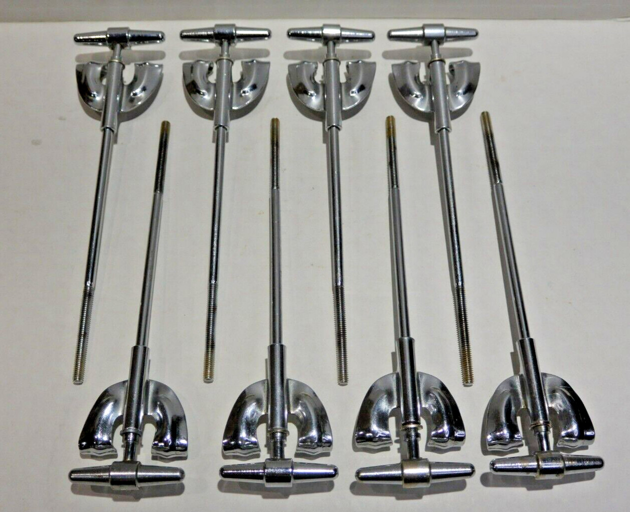 SET of 8 Early 60s CAMCO TENSION T-RODS and CLAWS for YOUR TUXEDO BASS DRUM J897