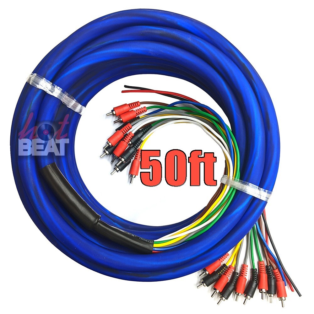 AEI "MEDUSA" 50-ft Car Audio OFC Copper Cable Wire 13-Core Royal Blue - 50 Feet