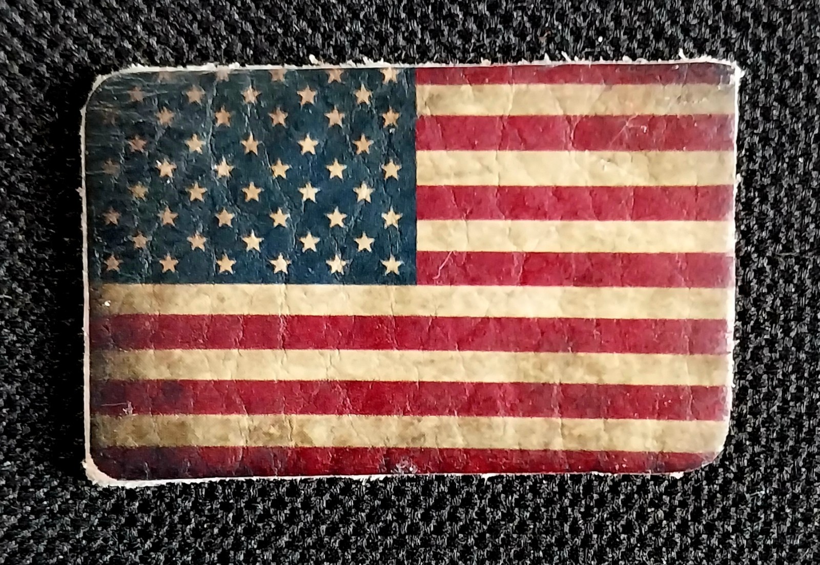 VINTAGE STYLE Mini ALL Leather AMERICAN FLAG MOTORCYCLE JACKET PATCH Sticky Back