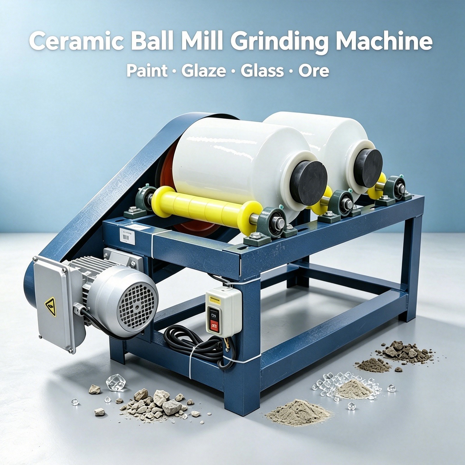 220V Ceramic Ball Mill Grinding Machine Dry /Wet Grinding for Ink Glazes Mineral