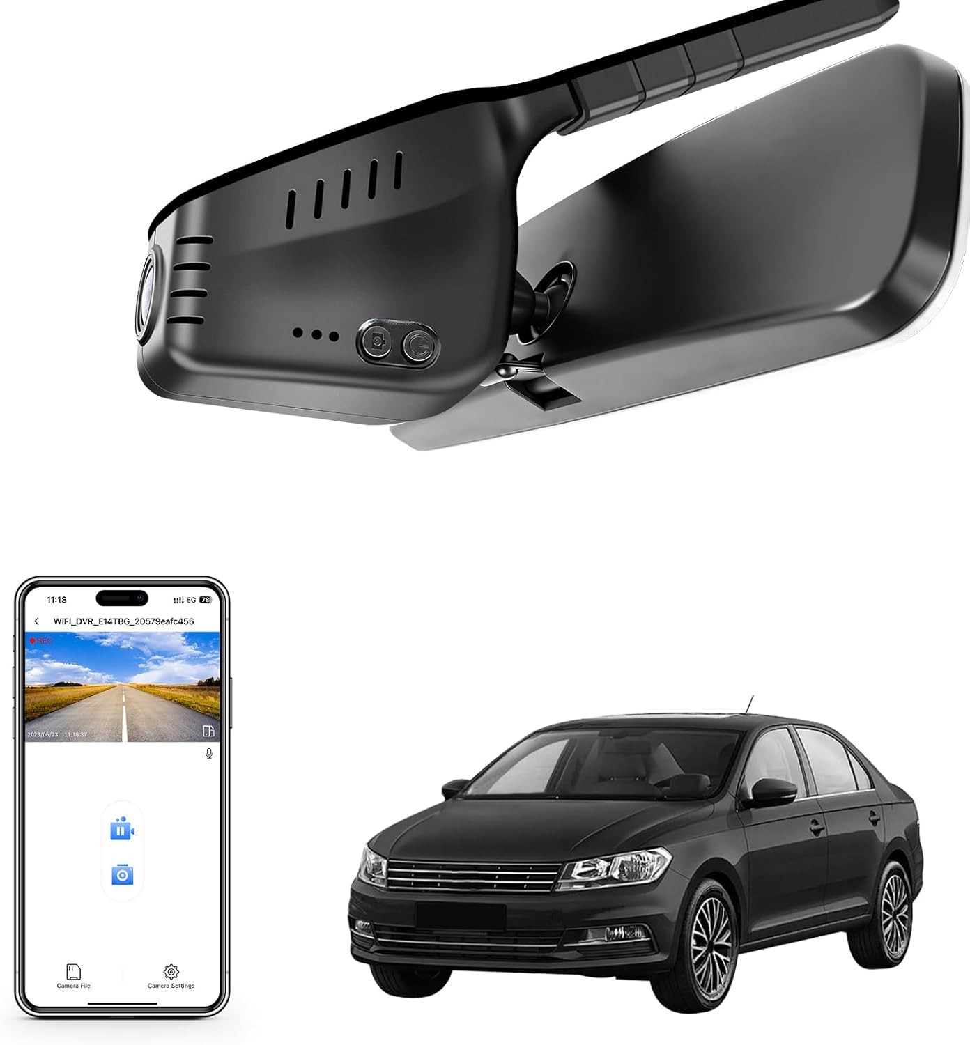 Front 4K/Rear 1080P Dash Cam for Volkswagen rearview mirror base/Select 2018-19