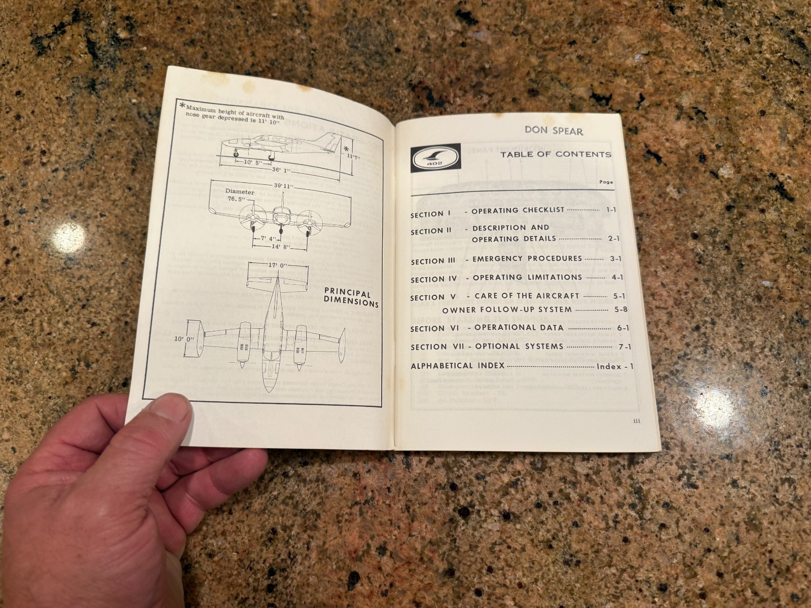 Cessna Model 402B Business Liner Utililiner 1984 Owners Manual Aircraft Aviation