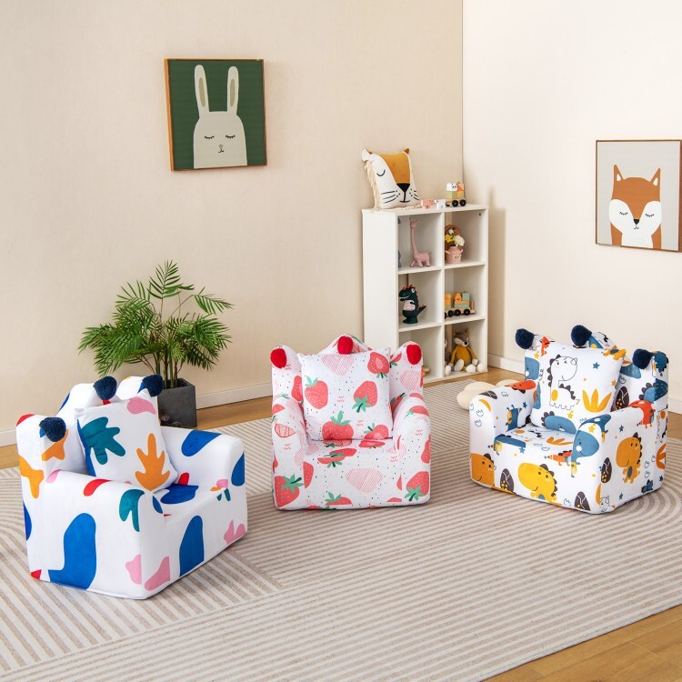 Light Weight Ergonomic Kids Sofa Chair Toddler Armchair w/Armrest & Extra Pillow
