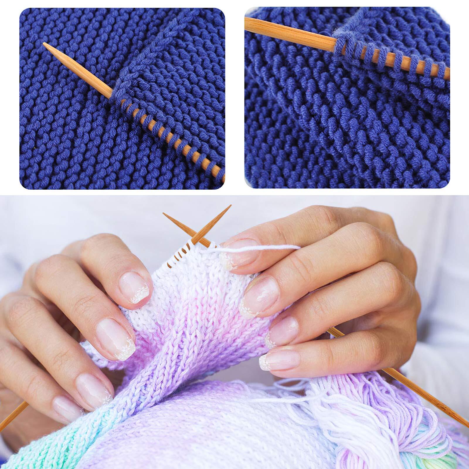 Double Pointed, 75 Pcs Bamboo Knitting Needles Set, 15 Sizes from 2.0mm-10.0mm