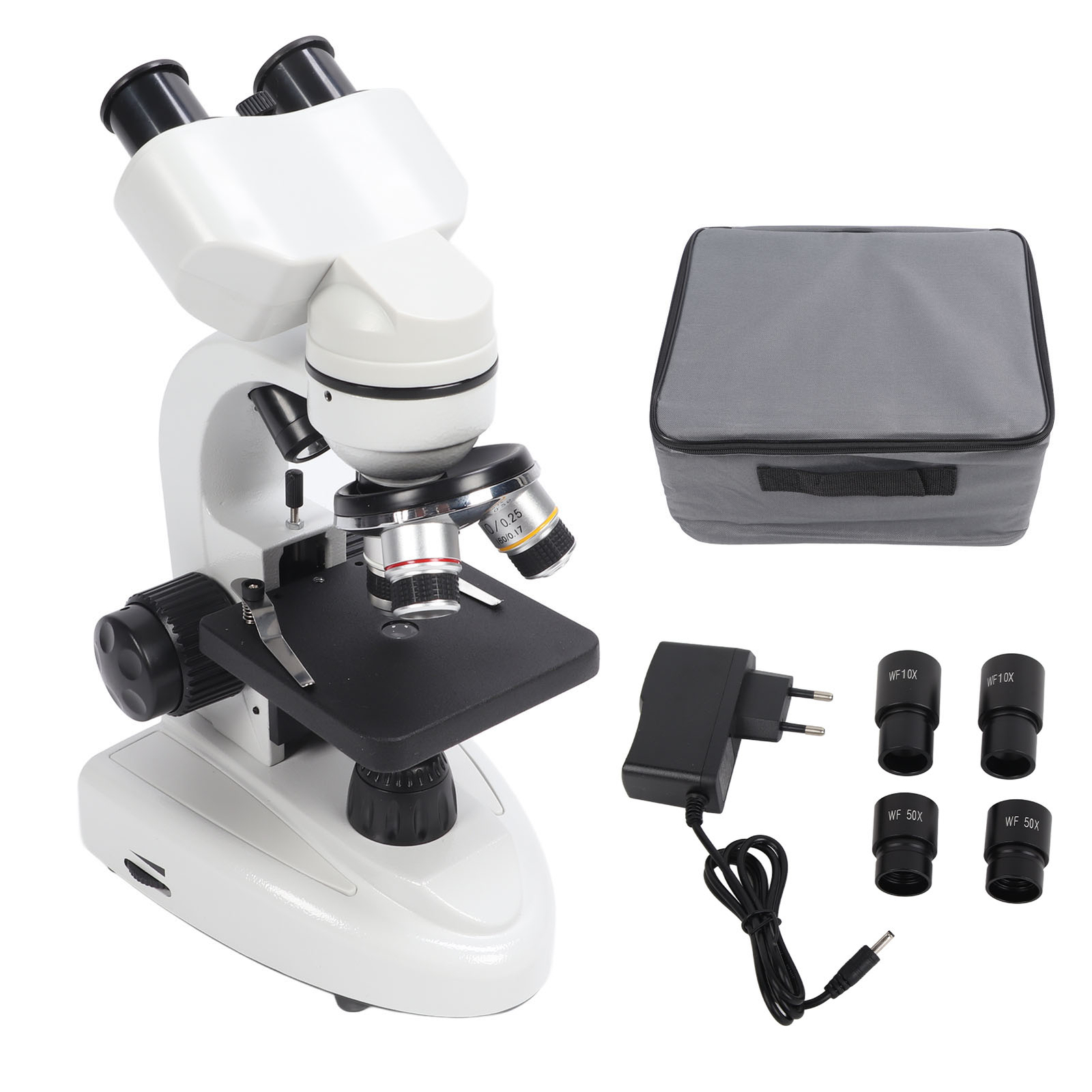 Lab Binocular Microscope 40X-5000X 360°Rotation Clear Image HD EU Plug 100-240V