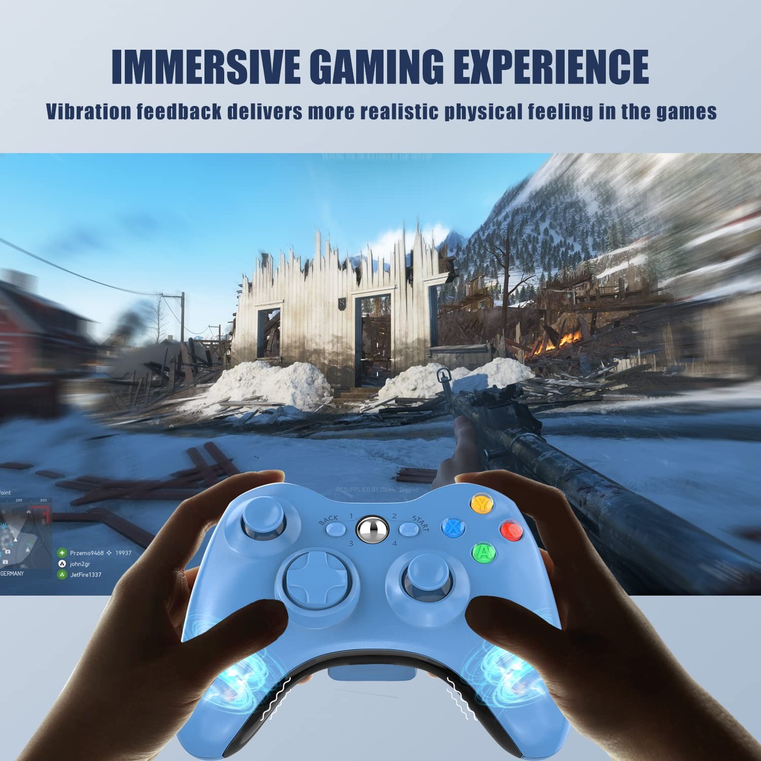Xbox 360 Wireless Controller - 2.4GHz Gamepad Joystick for Slim/PC Windows