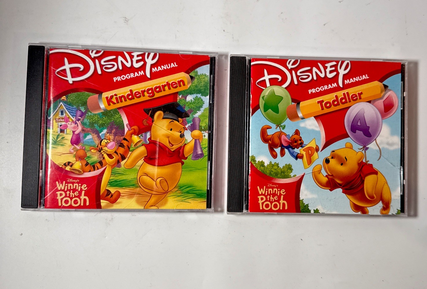 VTG Disney Winnie Pooh Kindergarten + Toddler Program Manual PC Game Lot Of 2