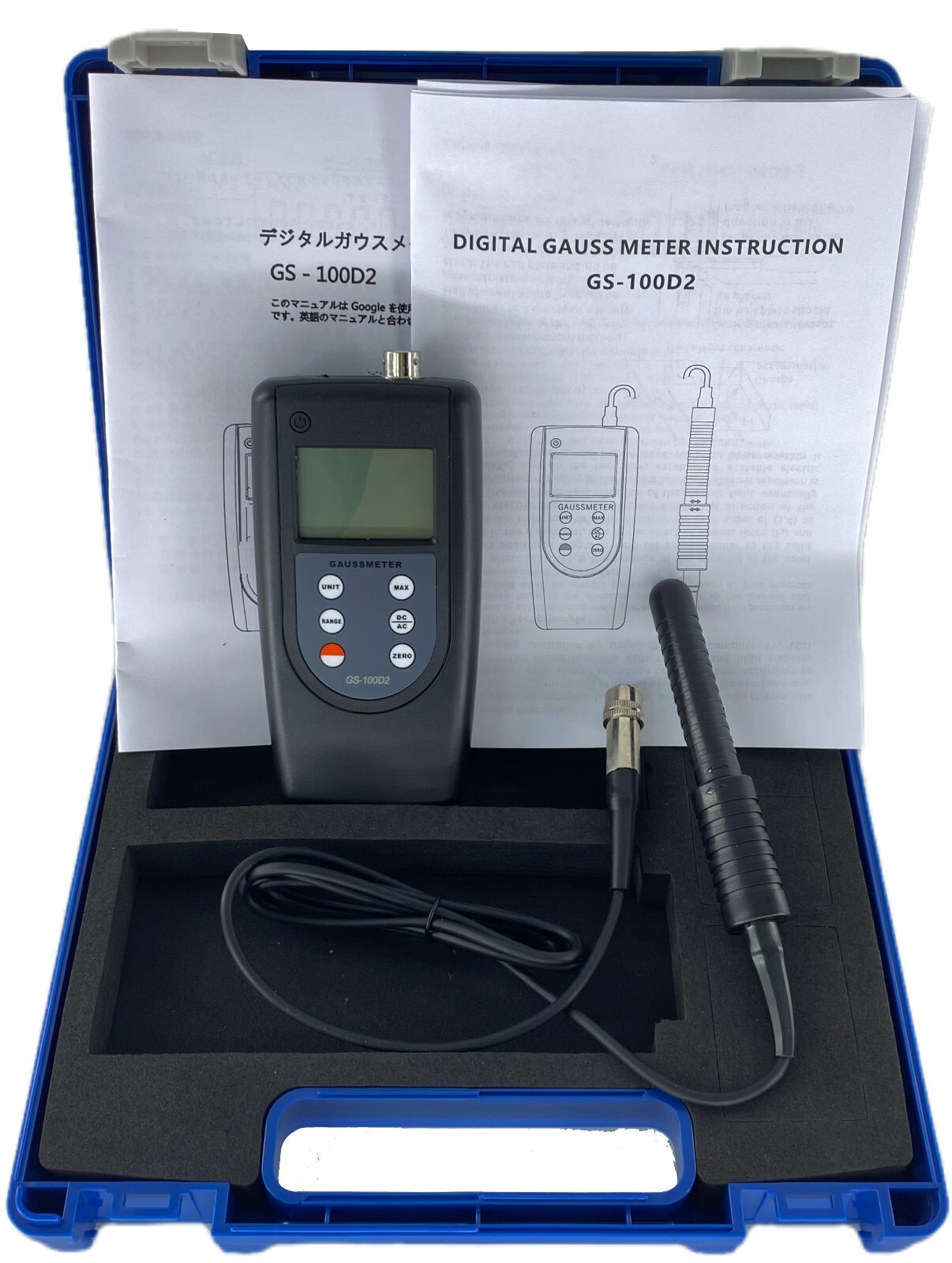 Gauss Meter Tesla Meter DC AC Magnetic Strength Meter with Range 0~200mT~2000mT