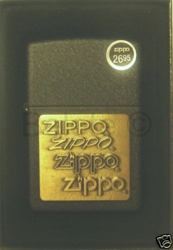 Zippo Brass Emblem Black Crackle Lighter Model 362 NEW