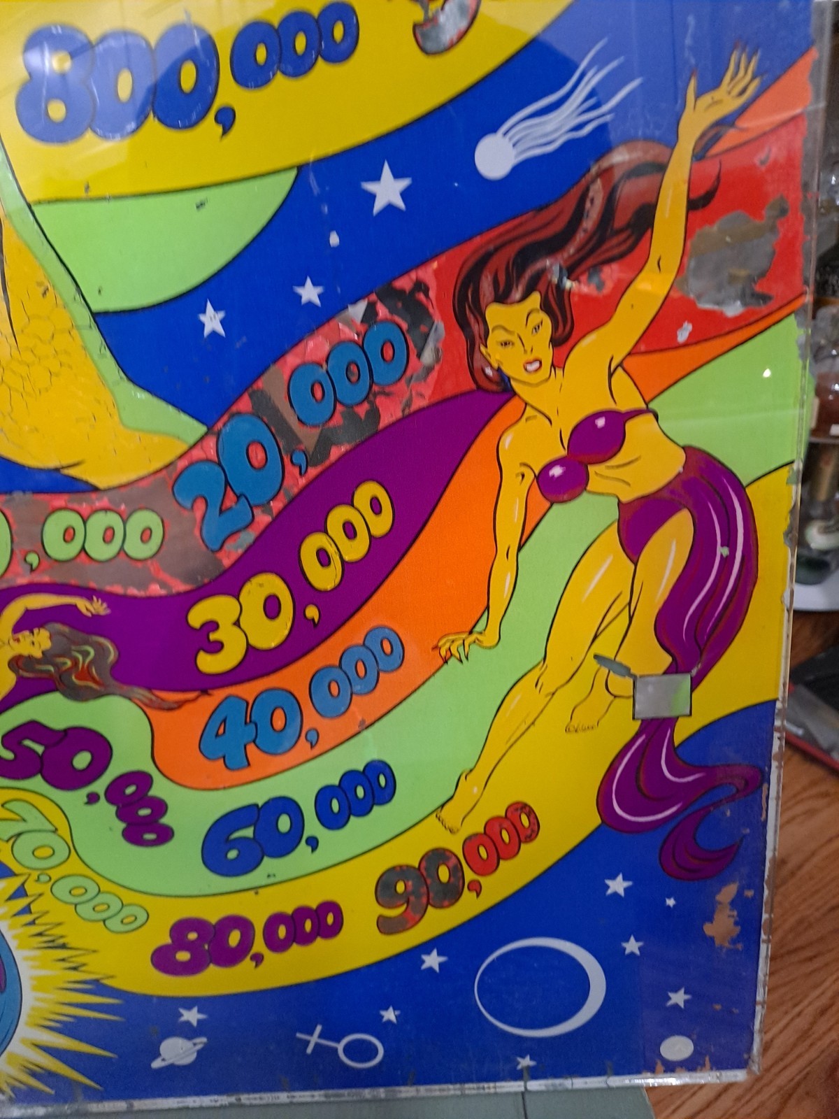 The Exhibit Supply Co. MAGIC, Original Pinball Machine BACK GLASS, 1940