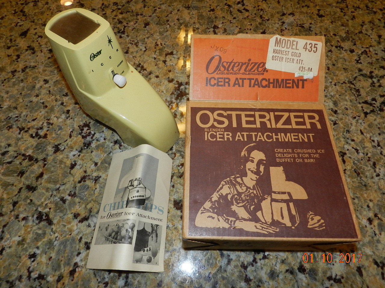 Vintage OSTERIZER Blender ICER ATTACHMENT Model 435 Ice Crusher w/Original Box