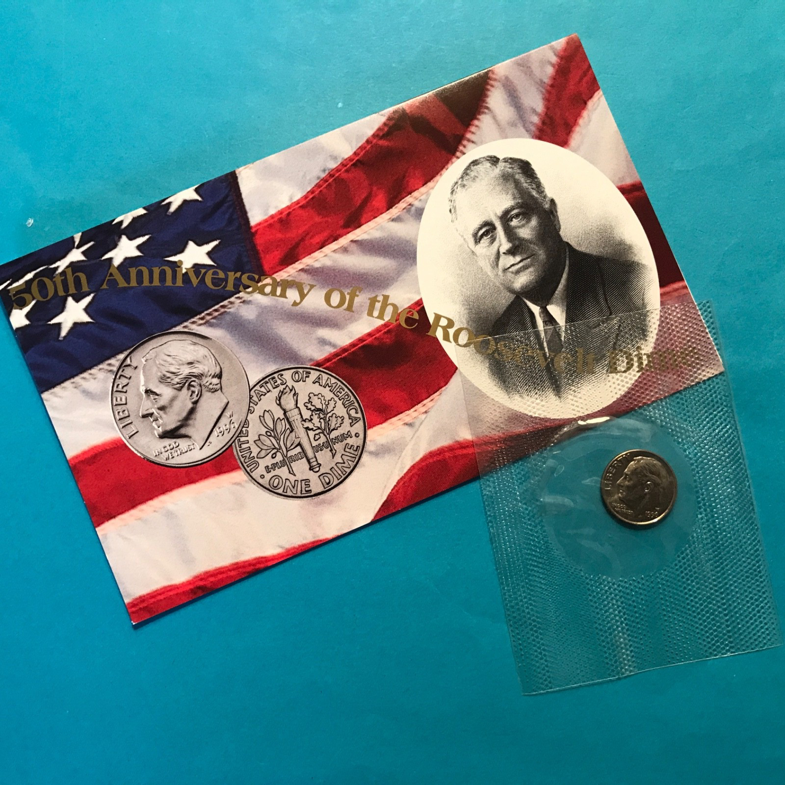1996 W  Roosevelt Dime 50th Anniversary in US Mint Cello Unc   FREE SHIP