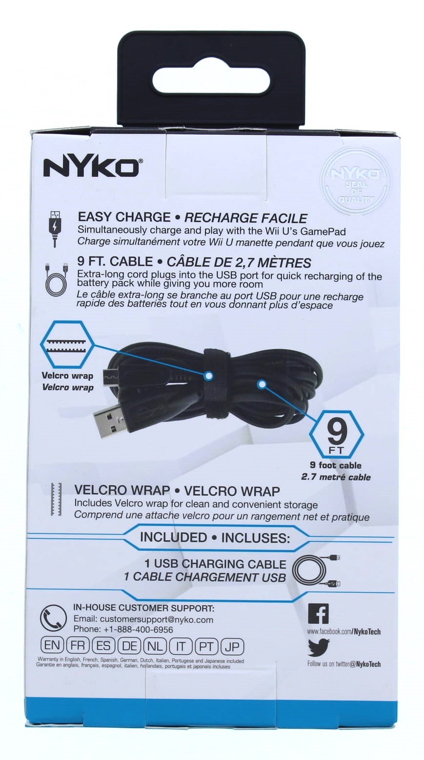 Nyko Charge Link USB Charging cable for WII U Gamepad