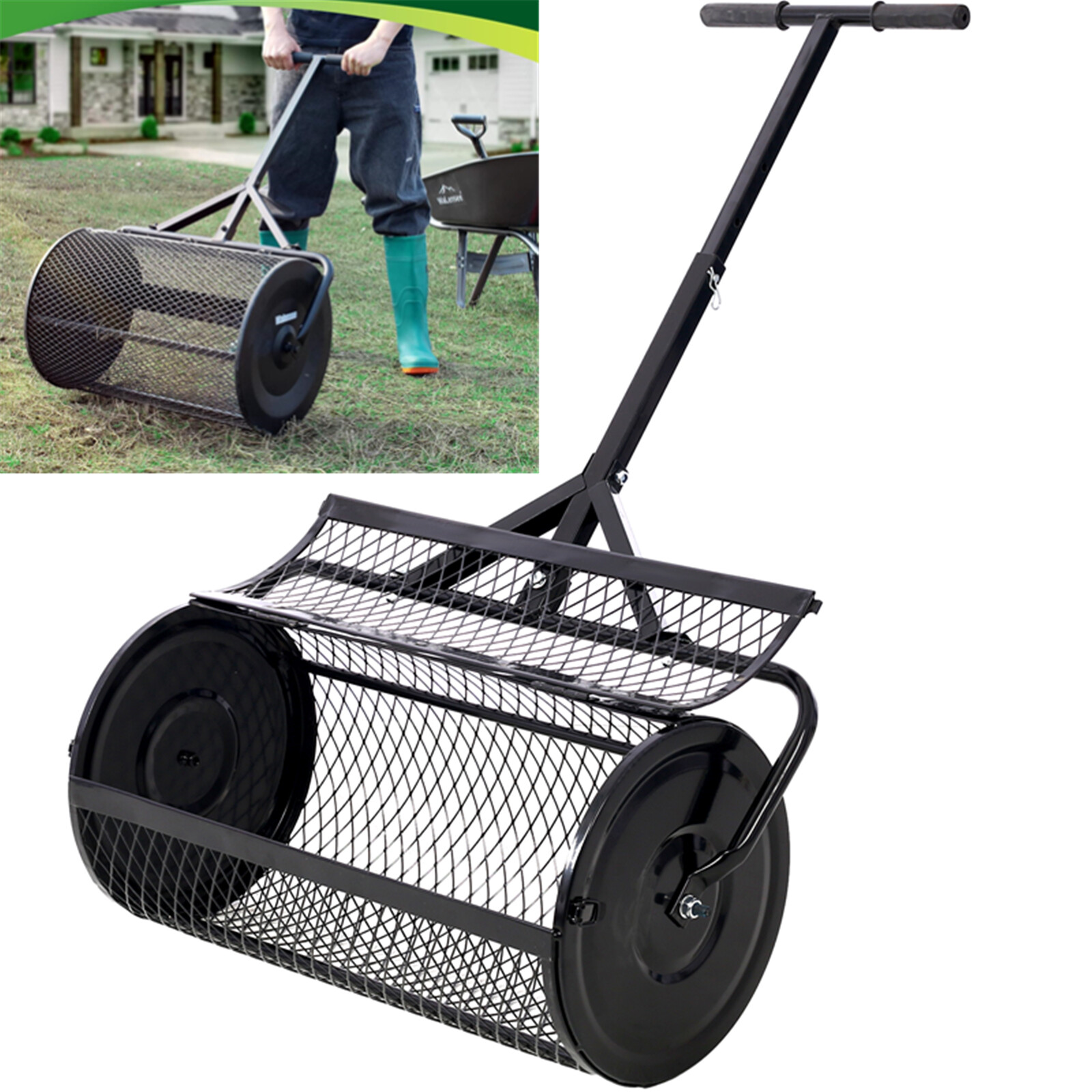 Lawn & Garden Spreader 24" x 13" Inch Peat Moss Spreader and Compost Spreader