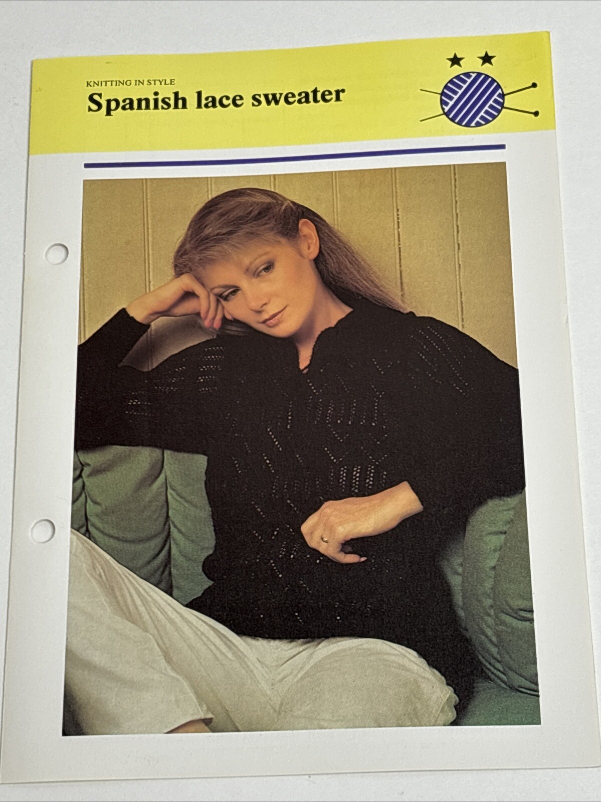 Spanish Lace Sweater Women's Knitting Pattern Card