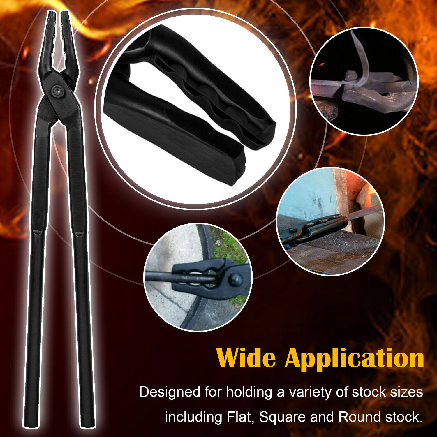 Beginner Blacksmith Wolf Jaw Tongs Bladesmith Knife Making Forge Tongs 15 in