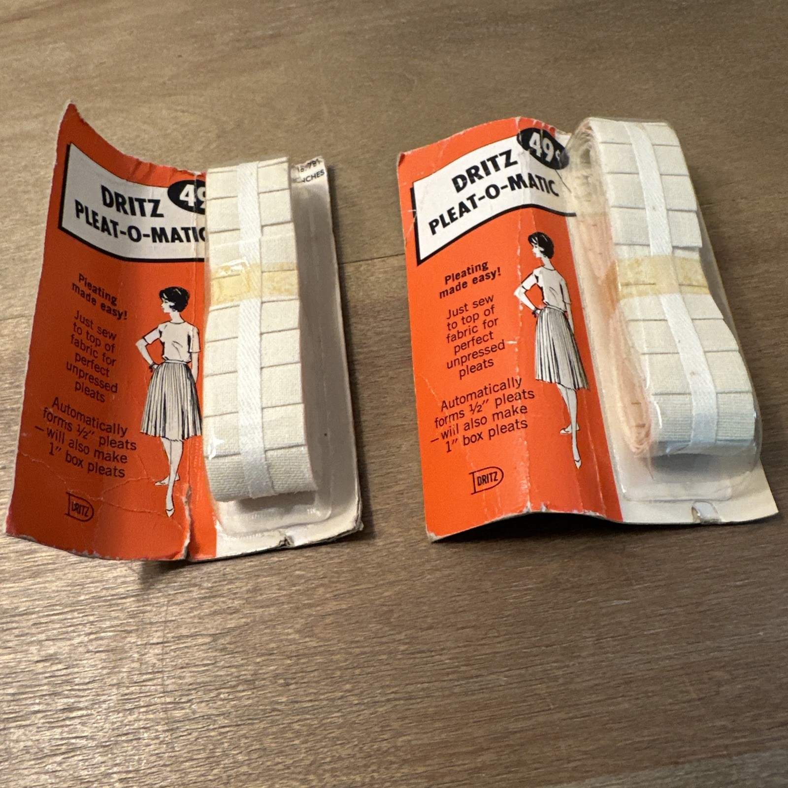 Vtge Lot/2 Dritz Pleat-o-matic Makes 1/2 to 1-1/2" Pleats - 1966 - New Old Stock