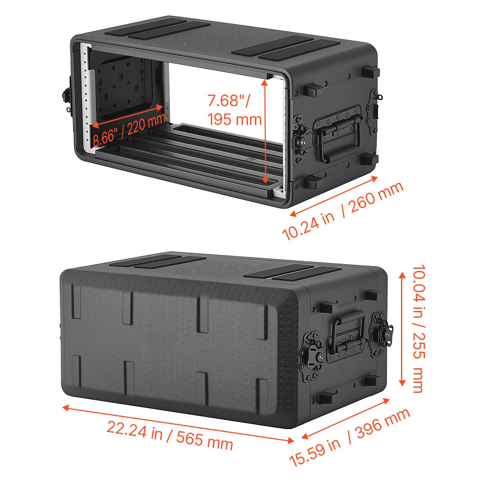 Uimoso 4U Rackmount Flight Case with Microphone Storage, 10.24-inch Depth