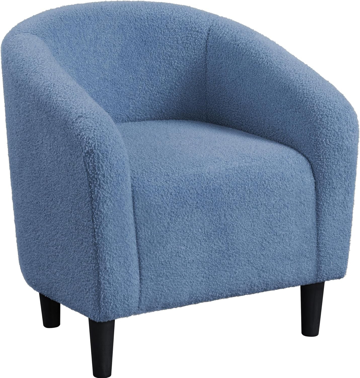 Accent Barrel Chair Boucle Fabric Club Chair Furry Sherpa Elegant Armchair W/