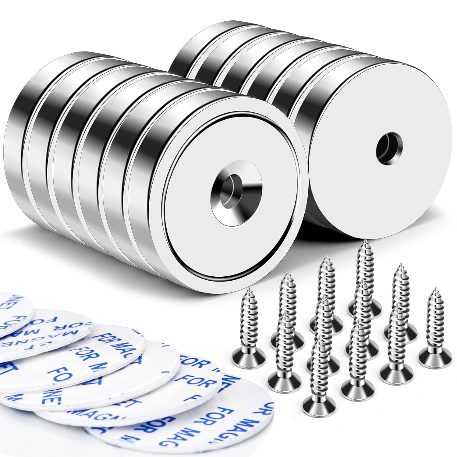 LOVIMAG Neodymium Cup Magnets, 110lb+ Strong, Heavy Duty, 110lb-12p, Silver
