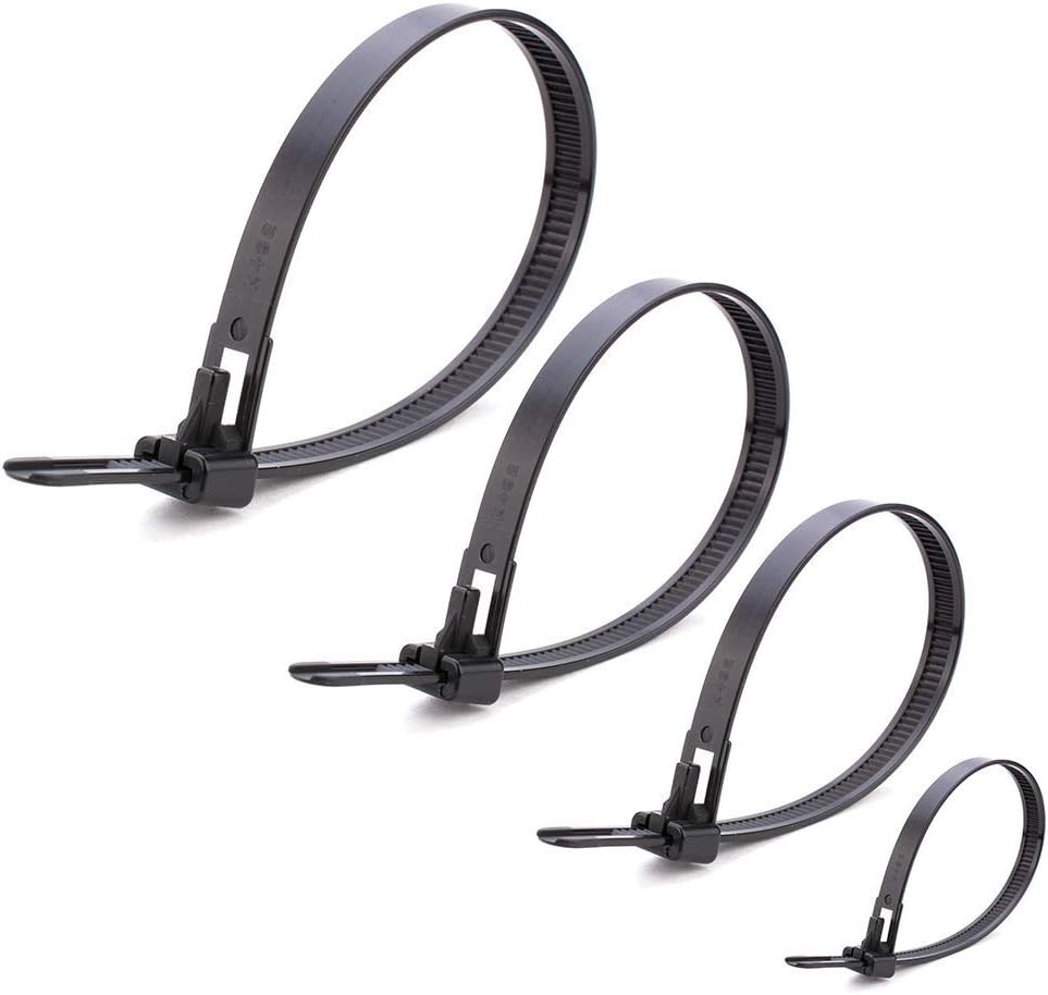 Reusable Zip Ties, 100 Pcs Assorted Fastening Cable Zip Ties 6" 8" 10" 12"