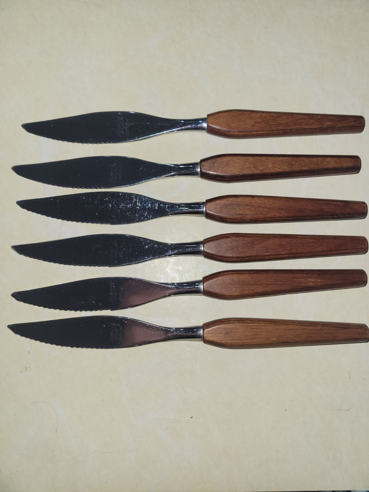VINTAGE MCM 6 Fleetwood Steak Knives TOWN & COUNTRY Cutlery Washington Forge