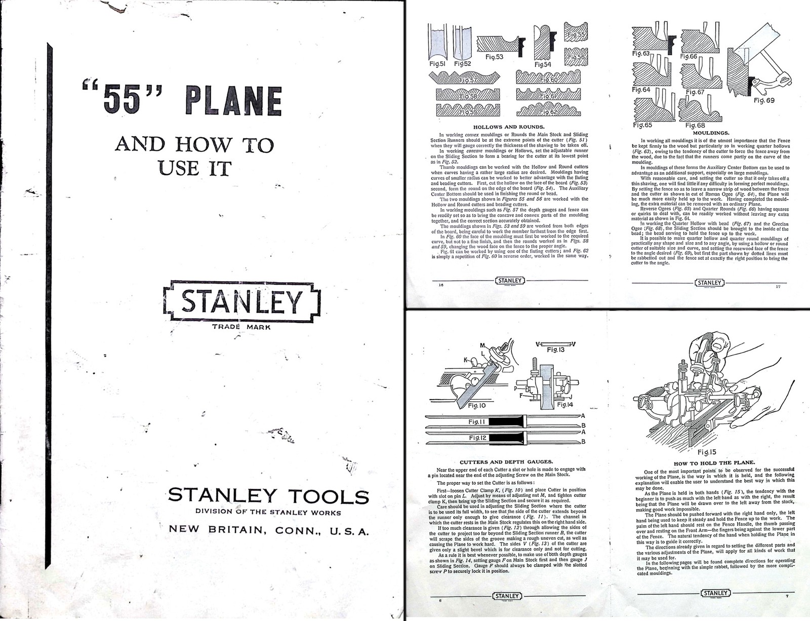 Orig. 24 Page Instruction Manual for the Stanley No. 55 Plane - mjdtoolparts