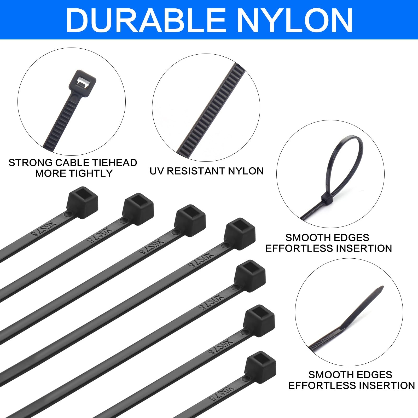 1000 Pcs Black Zip Ties, 3 Inch Small Self-Locking Nylon Cable 3",