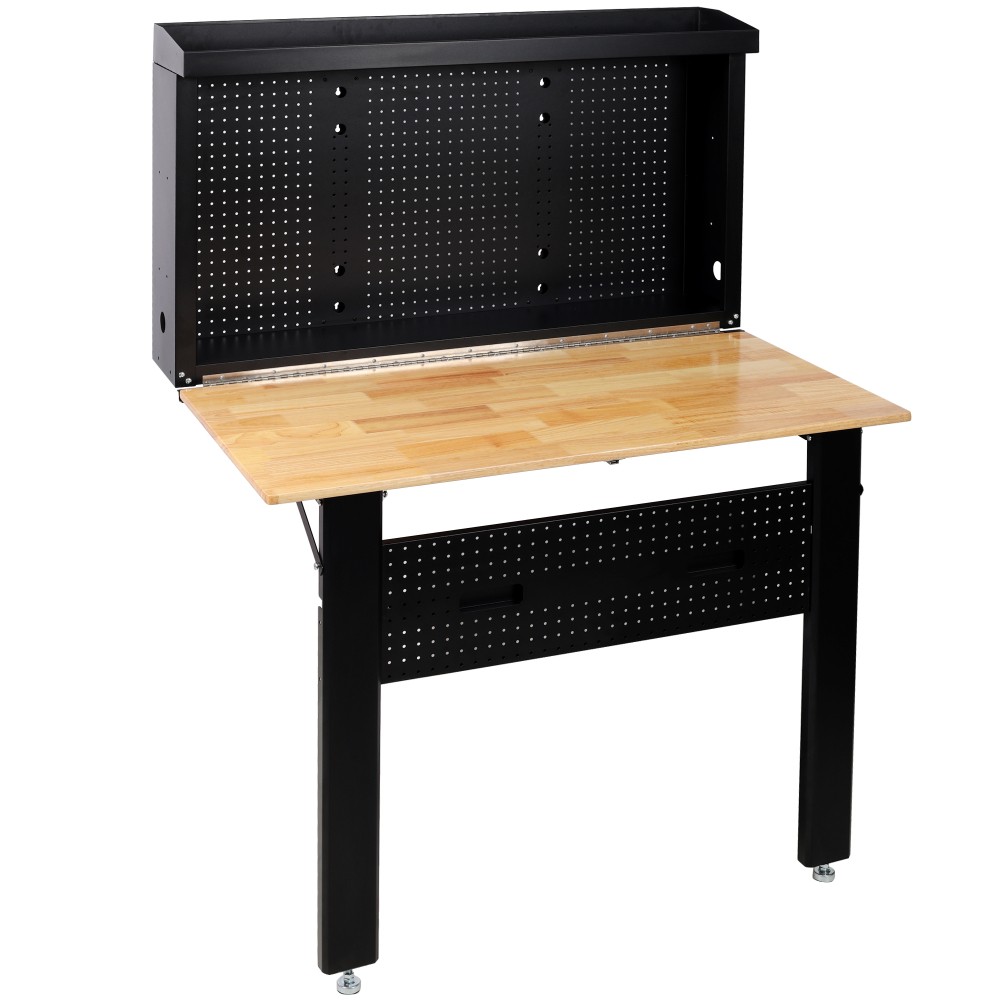 Wall Mounted Workbench, Robust Space-Saving Foldable Workbench with Rubberwood