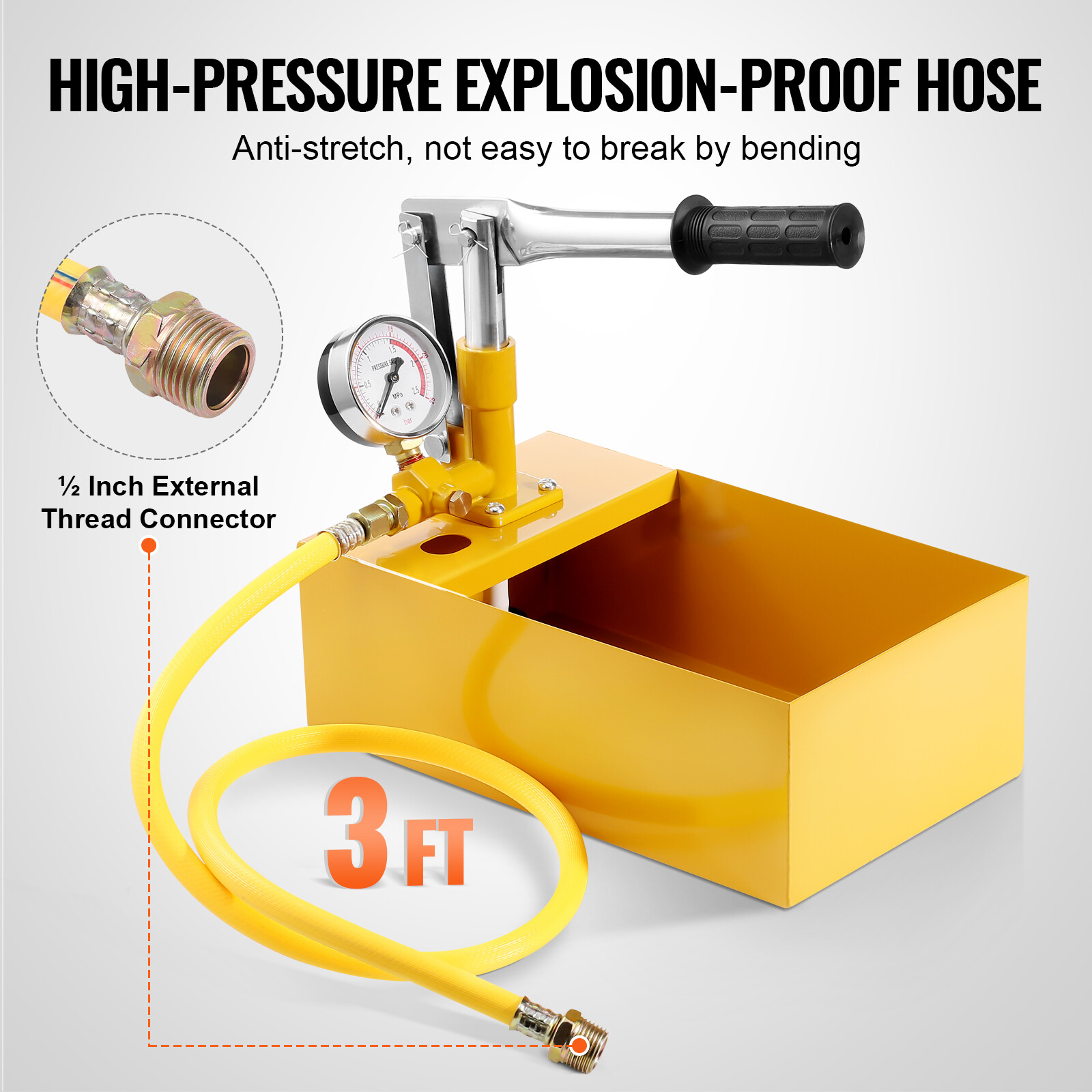 VEVOR Hydrostatic Pressure Test Pump Hydraulic Manual 25bar/362PSI Single Valve