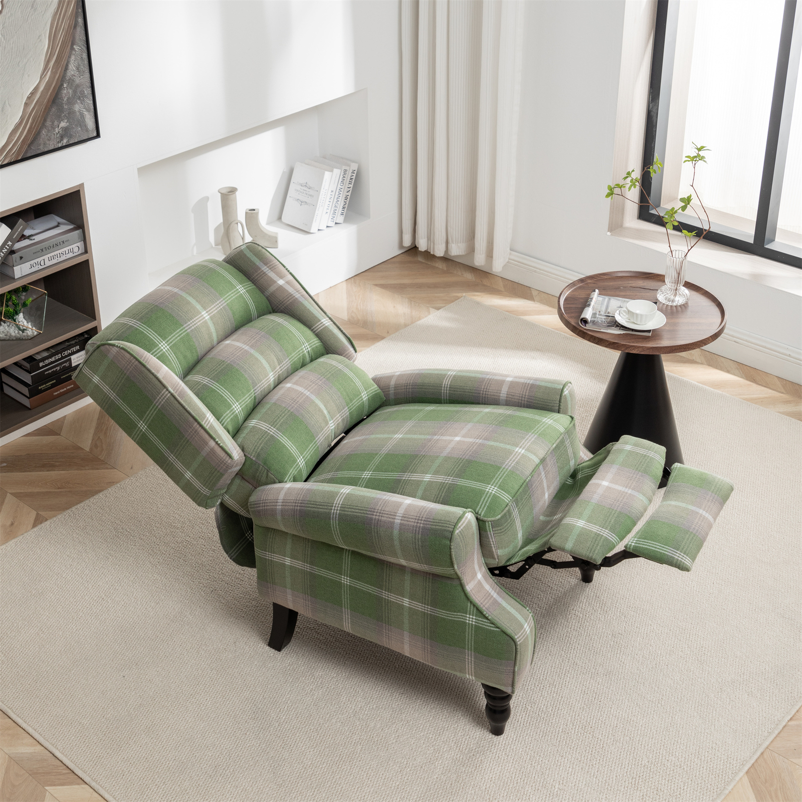 Upholstered Wingback Recliner Chair Plaid Recliner Chair Armchair Reclining Sofa