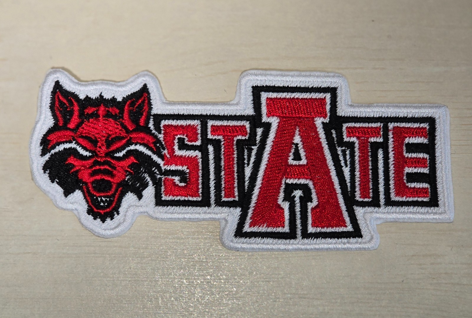 Red Wolves Mascot  5 1/4 inch Iron on Embroidered Applique Patch