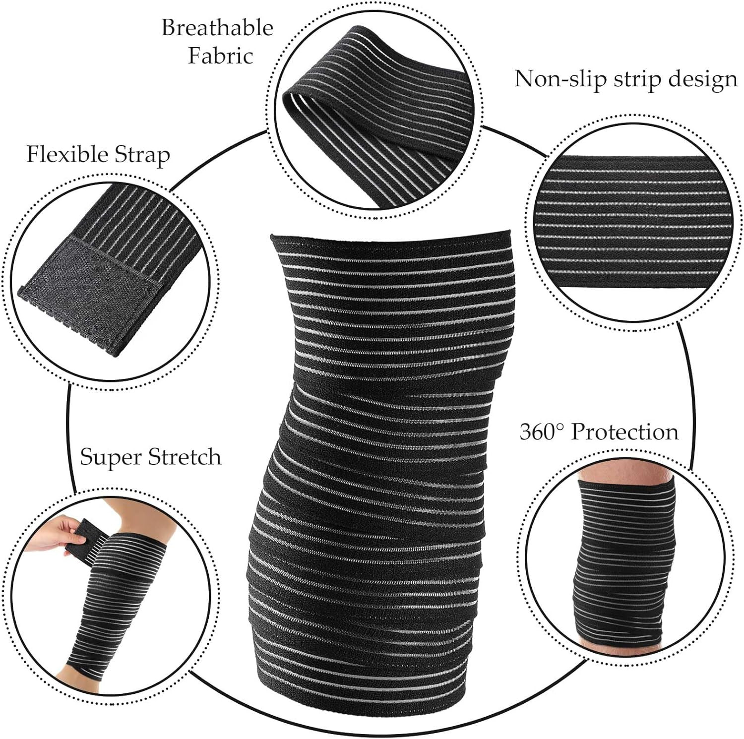 2-Pack Elastic Calf Compression Bandage Leg Sleeve Compression Wraps 2.9x 71 in