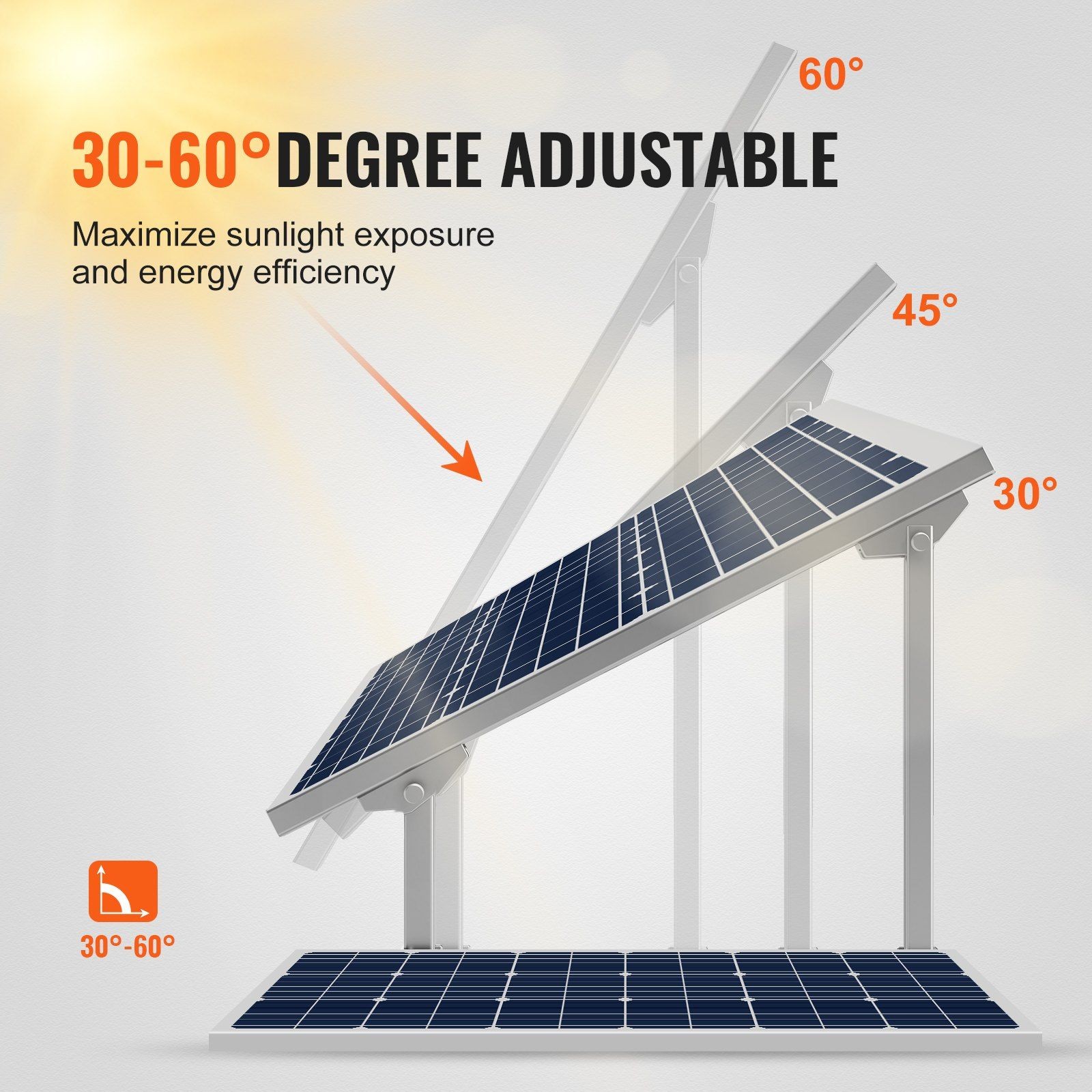 Solar Panel Mounting Brackets, 30°-60° Adj. Multi-Pieces Solar Panel Brackets