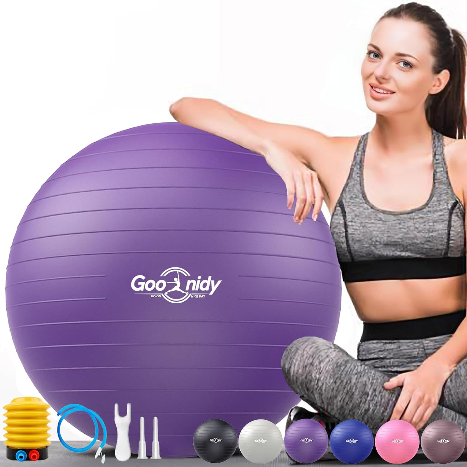 Soft Exercise Ball, Anti-Burst Yoga Ball Chair Supports 2200Lbs, Workout Equipme