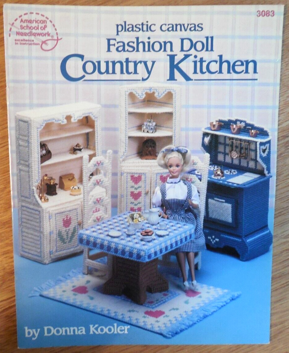 American School Needlework Plastic Canvas Booklet "Fashion Doll Country Kitchen"
