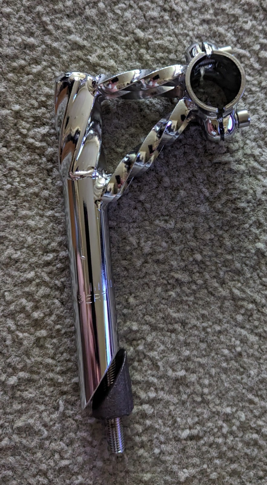 DOUBLE TWISTED GOOSENECK/ STEM 22.2 MM  LOWRIDER BICYCLES, CRUISER,CHROME