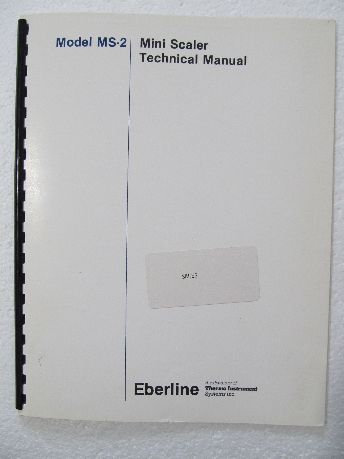 EBERLINE LABORATORY Mini Scaler MS-2 TECHNICAL MANUAL 1987