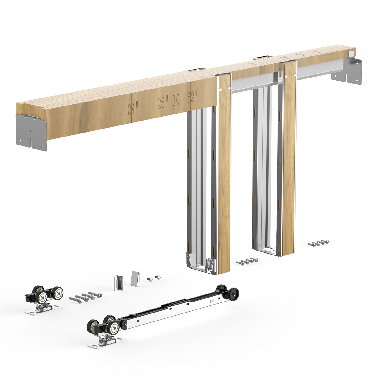 VEVOR Pocket Door Frame Kit Pocket Door Kit for 24-36in Wide 80inHigh Soft Close